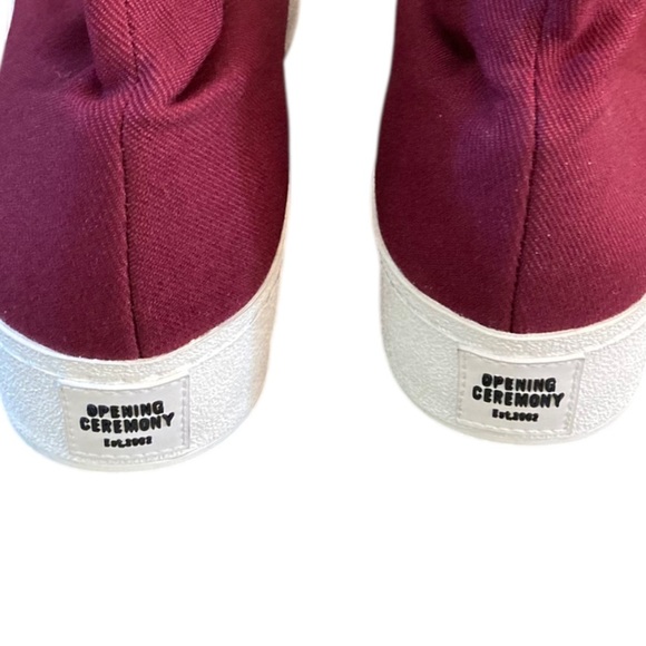 Opening Ceremony High Top Platform Sneaker NWT Burgundy Red Chunky White Sole - Picture 4 of 11
